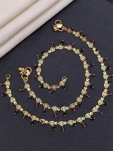 ReNi Gold-Plated Artificial Stones and Beaded Anklet