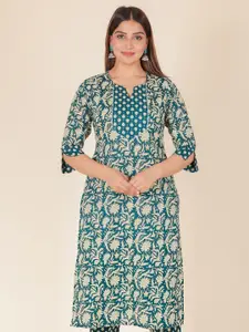 Aramya Women Ethnic Motifs Print Sequinned Pure Cotton Kurta