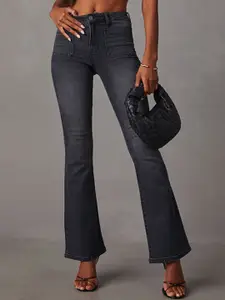 StyleCast Women Bootcut High-Rise Light Fade Acid Wash Stretchable Cotton Jeans