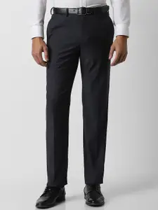 Van Heusen Men Textured Mid-Rise Regular Fit Formal Trousers
