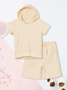 max Boys Hooded Pure Cotton T-shirt With Shorts