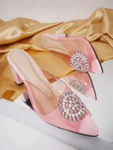 TRYME Women Embellished Block Heel Peep Toes