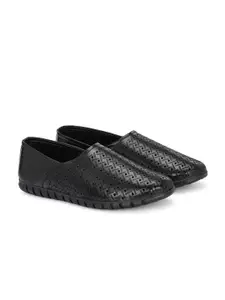Azzaro Black Men Leather Formal Slip-Ons