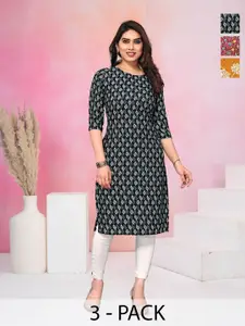 KETAKI FASHION Selection Of 3 Floral Printed Straight Kurtas