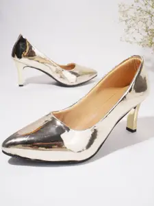 TRYME Women Metallic Slim Heel Pumps