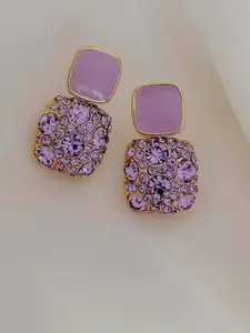 Celestique Korean Zircon Studded Square Shaped Drop Earrings