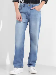 The Indian Garage Co Men Relaxed Fit Mid-Rise Low Distress Heavy Fade Jeans
