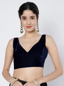 flaher Velvet V-Neck Saree Blouse
