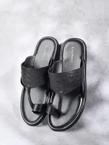 LOUIS STITCH Men Kolhapuri Style Lightweight Toe Ring Leather Sandals