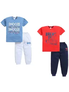 Todd N Teen Boys Pack Of 2 Printed Pure Cotton T-Shirts With Joggers