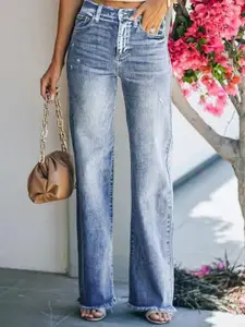 StyleCast Women Flared Mid-Rise Heavy Fade Stretchable Jeans