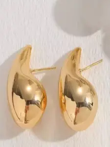 V FASHION JEWELLERY Stainless Steel Gold-Plated Teardrop Shaped Studs