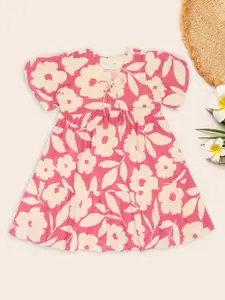 AKKRITI BY PANTALOONS Girls Floral Printed Gathered Fit & Flare Dress