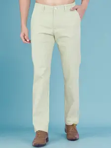 AWACK Men Striped Tailored High-Rise Easy Wash Slim Fit Formal Trousers