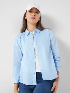 SF JEANS by Pantaloons Women Striped Slim Fit Spread Coller Pure Cotton Shirt