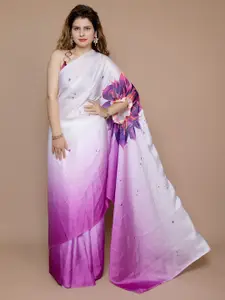 Anouk Floral Printed Satin Saree