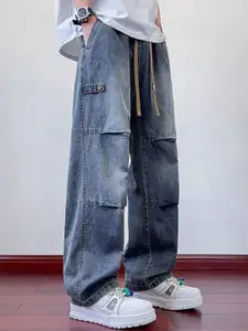 StyleCast x Revolte Men Wide Leg Mid-Rise Medium Shade Jeans