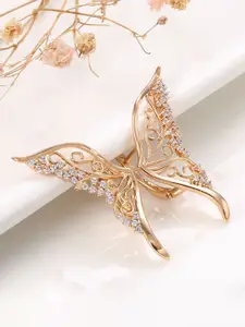 Shining Diva Fashion Rose Gold Plated Artificial Stones Studded Quirky Studs