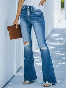 StyleCast Women Bootcut Mid-Rise Heavy Fade Acid Wash Stretchable Jeans