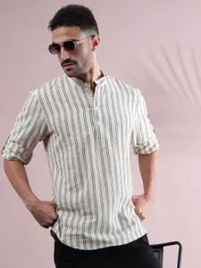 FILORI STUDIO Men Striped Festive Pure Cotton Straight Kurta