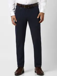 Van Heusen Men Checked Slim Fit Mid-Rise Formal Trousers