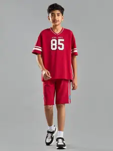 max Boys Printed V-Neck Short Sleeves T-shirt With Shorts