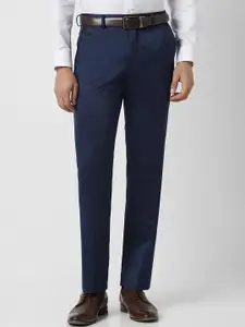 V Dot Men Slim Fit Textured Formal Trousers