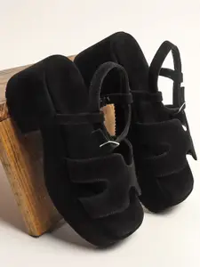 Street Style Store Textured Suede Block Heels