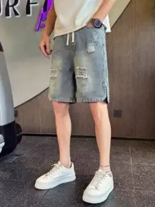 StyleCast x Revolte Men Straight Fit Mid-Rise Mildly Distressed Heavy Fade Jeans