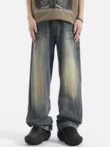 StyleCast x Revolte Men Wide Leg Mid-Rise Medium Shade Jeans