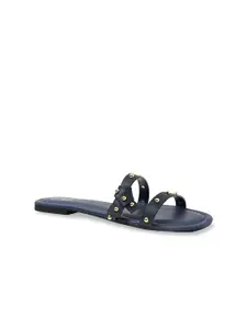 CAI Women Blue Knot Strap Stud Flats