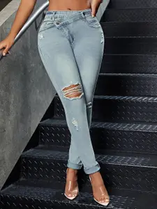 StyleCast Women Skinny Fit Mildly Distressed Light Fade Stretchable Jeans