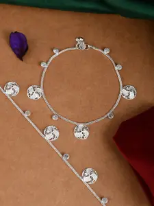 Silvermerc Designs Silver-Plated Artificial Stones Studded Anklet