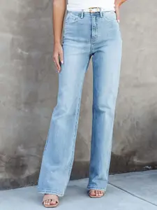 StyleCast Women Straight Fit Mid-Rise Light Fade Acid Wash Stretchable Jeans