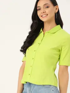 DressBerry Women Classic Fit Solid Spread Collar Cotton Casual Shirt