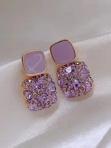 Celestique Korean Zircon Studded Square Shaped Drop Earrings