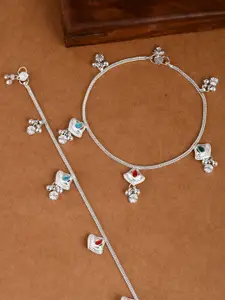 Silvermerc Designs Silver-Plated Artificial Stones Studded Anklet