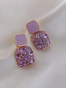 Celestique Korean Zircon Studded Square Shaped Drop Earrings