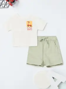 max Boys Printed Short Sleeves Pure Cotton T-shirt With Shorts