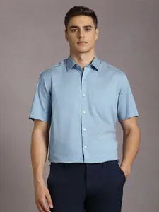 Louis Philippe Geometric Self Design Pure Cotton Formal Shirt