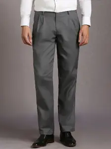 Louis Philippe Men Relaxed Fit Pleated Mid-Rise Formal Trousers