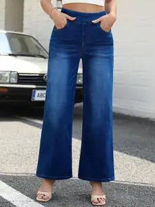 StyleCast Women Wide Leg High-Rise Light Fade Stretchable Jeans