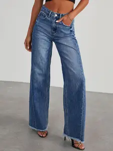 StyleCast Women Wide Leg High-Rise Light Fade Acid Wash Stretchable Jeans