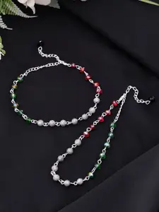 Silvermerc Designs Silver-Plated Crystals Beaded Anklet
