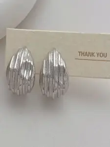 V FASHION JEWELLERY Stainless Steel Silver-Plated Teardrop Shaped Studs