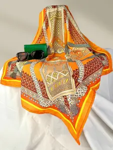 KLISHAA ART Orange color digital print scarf