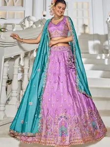 panchhi Embroidered Sequinned Semi-Stitched Lehenga & Unstitched Blouse With Dupatta