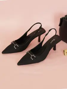 Sherrif Shoes Women Buckles Pointed Toe Stiletto Heels Pumps