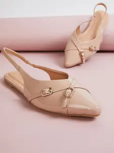 max Women Round Toe Mules with Buckles Flats