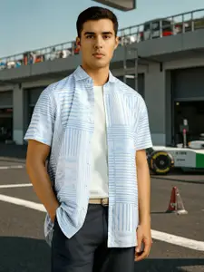 Louis Philippe Sport Men Multi Stripes Striped Spread Collar Slim Fit Casual Shirt